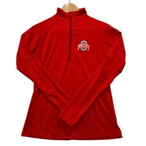 Ohio State Buckeyes Red Quarter-Zip Pullover Long Sleeve Jacket Size Small